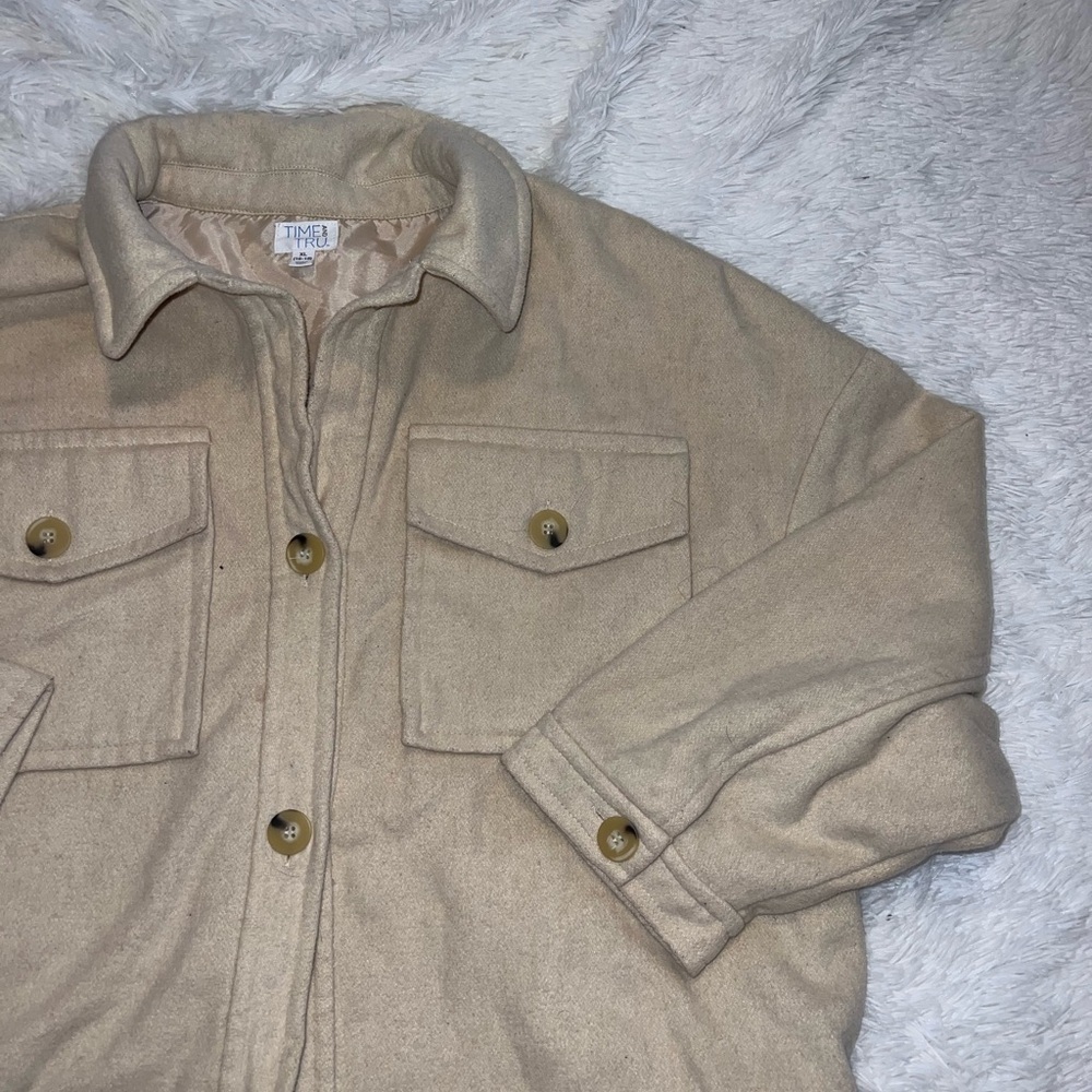 Time and Tru Tan Button-Up Shacket Jacket size Extra Large